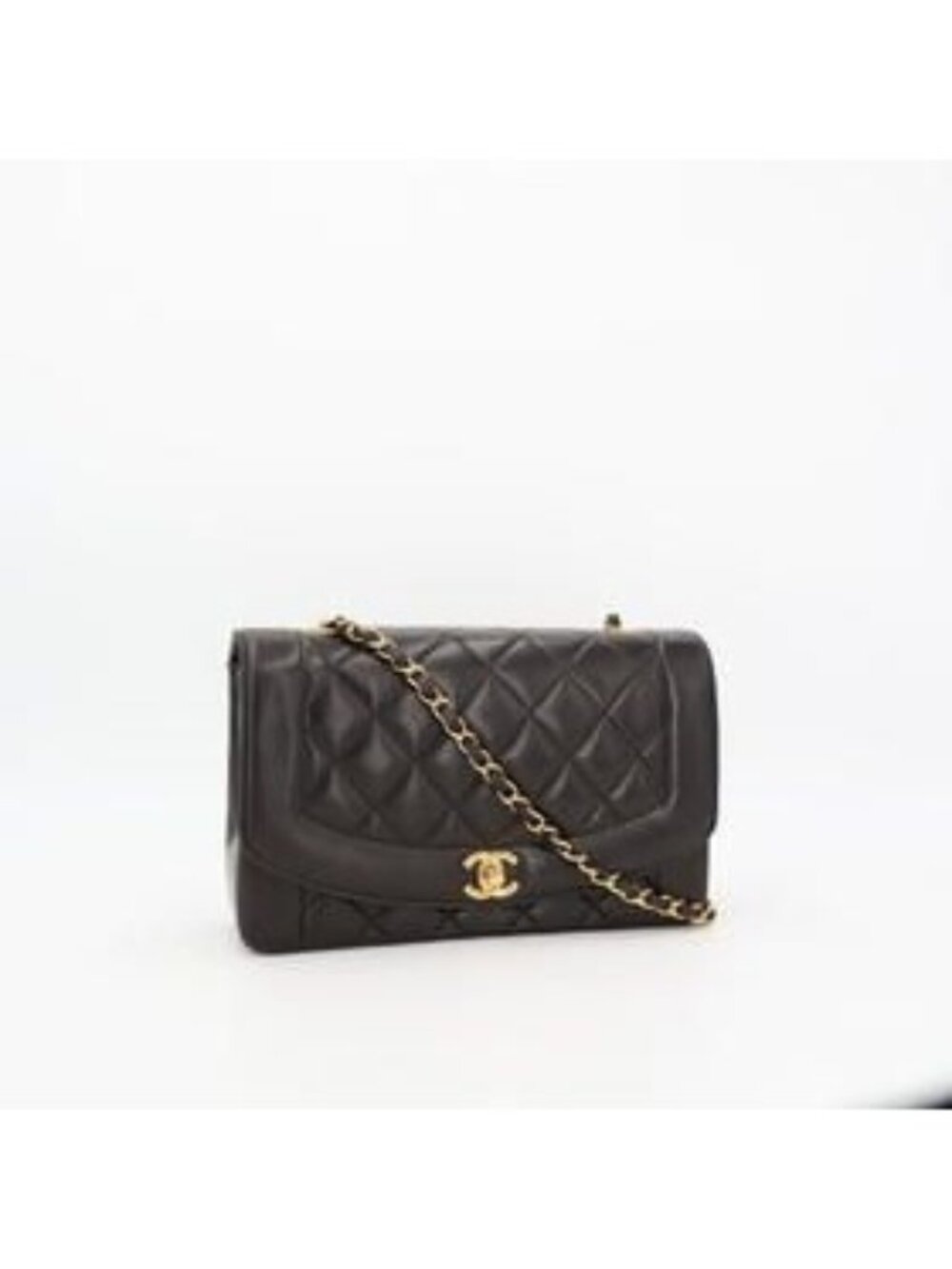 Chanel Quilted Diana Chain Shoulder Bag Black Lambskin